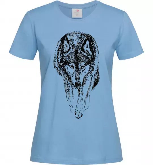 Женская футболка Вовк йде Голубой фото