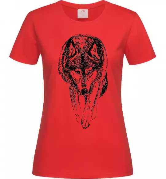 Женская футболка Вовк йде Красный фото