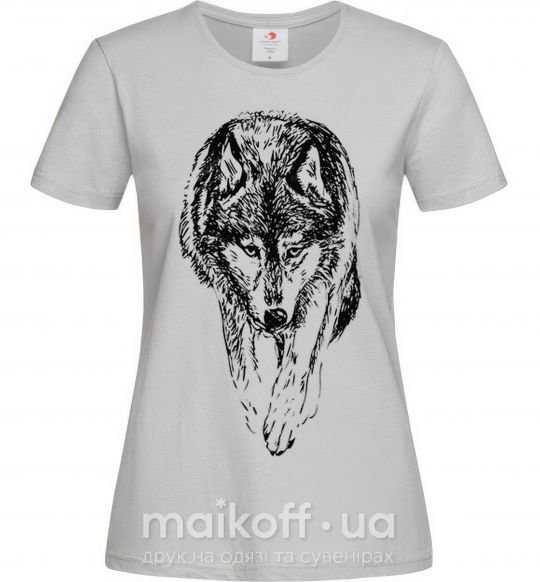 Жіноча футболка Идущий волк Сірий фото