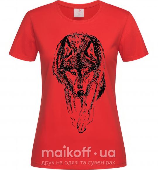 Жіноча футболка Идущий волк Червоний фото