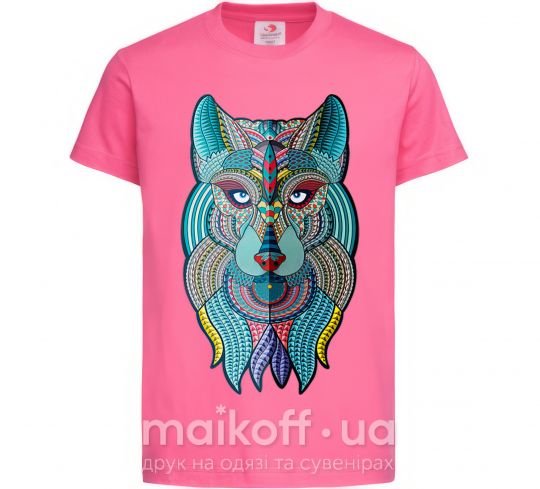 Детская футболка Бирюзовый волк Ярко-розовый фото