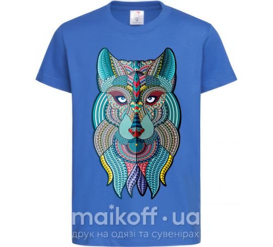 Детская футболка Бирюзовый волк Ярко-синий фото