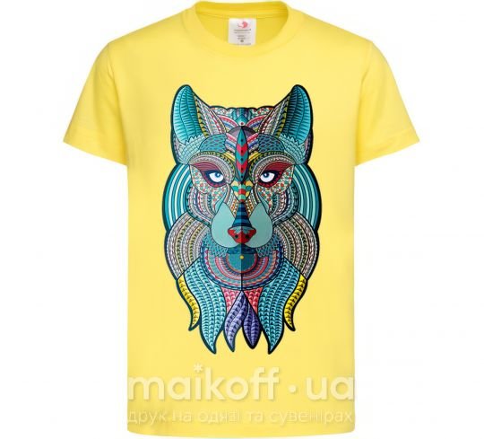 Детская футболка Бирюзовый волк Лимонный фото