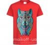 Детская футболка Бирюзовый волк Красный фото