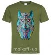 Мужская футболка Бирюзовый волк Оливковый фото