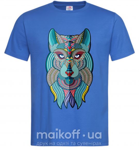 Мужская футболка Бирюзовый волк Ярко-синий фото