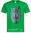 Мужская футболка Бирюзовый волк Зеленый фото