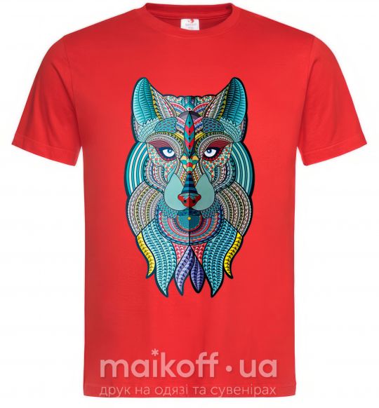 Чоловіча футболка Бирюзовый волк Червоний фото