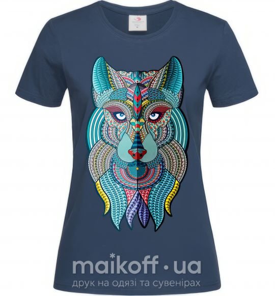 Женская футболка Бирюзовый волк Темно-синий фото