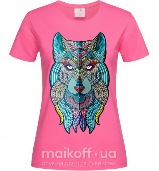 Женская футболка Бирюзовый волк Ярко-розовый фото