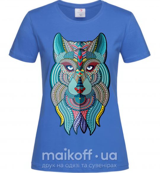 Женская футболка Бирюзовый волк Ярко-синий фото