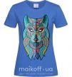 Женская футболка Бирюзовый волк Ярко-синий фото