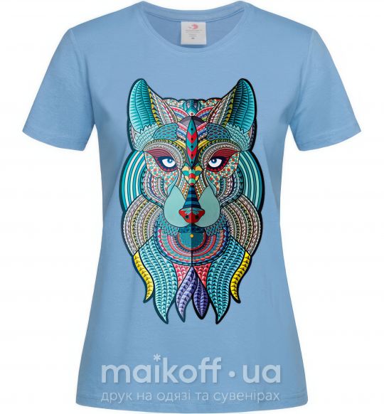 Женская футболка Бирюзовый волк Голубой фото