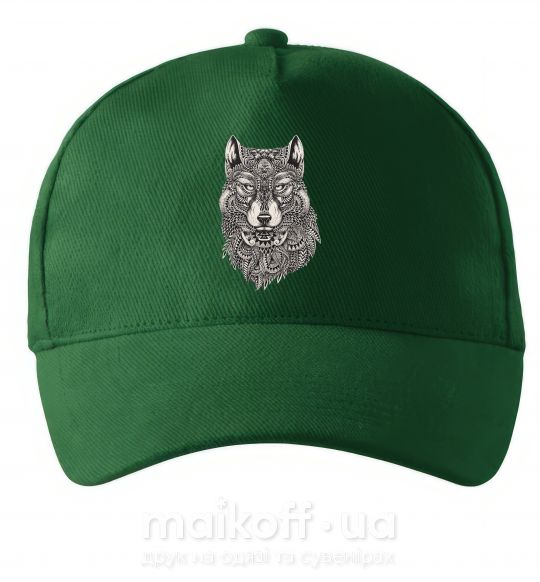 Кепка Черно-белый волк Темно-зелений фото