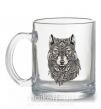 Чашка стеклянная Черно-белый волк Прозрачный фото