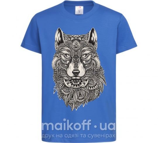 Дитяча футболка Черно-белый волк Яскраво-синій фото