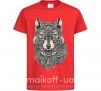 Детская футболка Черно-белый волк Красный фото