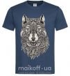 Мужская футболка Черно-белый волк Темно-синий фото