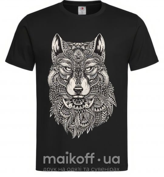 Мужская футболка Черно-белый волк Черный фото