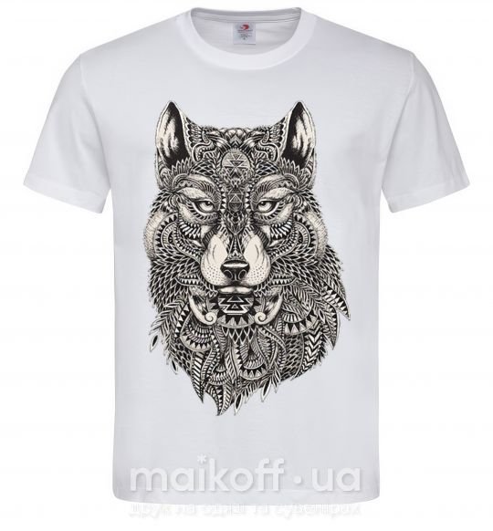 Мужская футболка Черно-белый волк Белый фото