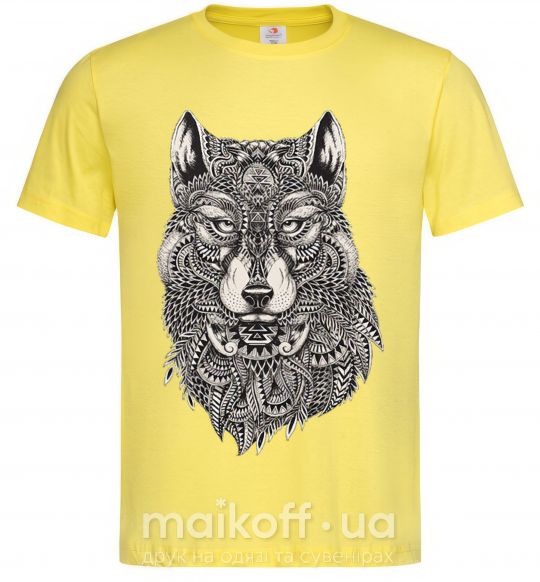 Мужская футболка Черно-белый волк Лимонный фото