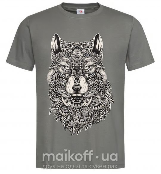 Мужская футболка Черно-белый волк Графит фото