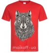 Мужская футболка Черно-белый волк Красный фото