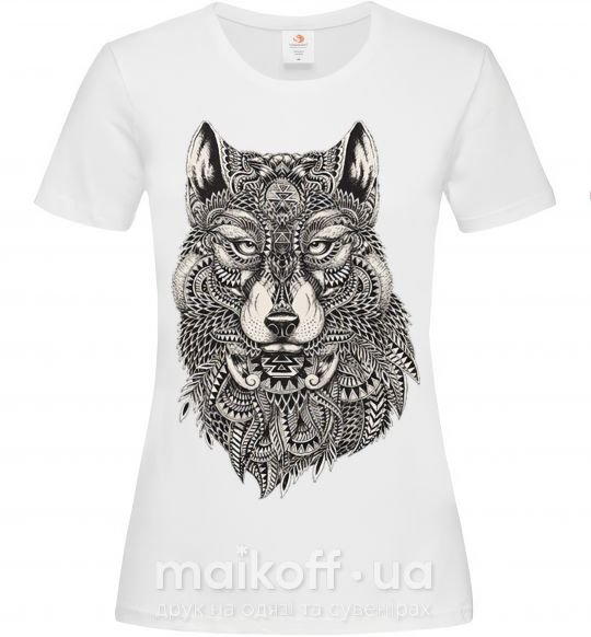 Женская футболка Черно-белый волк Белый фото