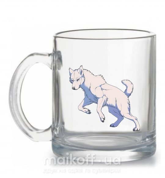 Чашка стеклянная Розовый волк Прозрачный фото