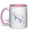 Чашка с цветной ручкой Розовый волк Нежно розовый фото