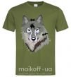 Мужская футболка Triangle wolf Оливковый фото