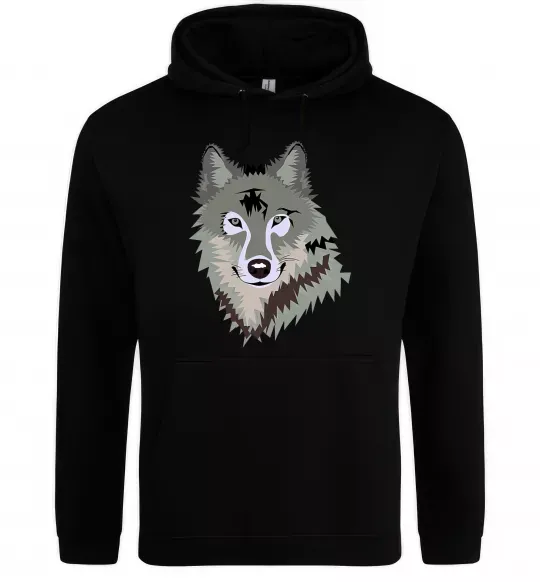 Мужская толстовка (худи) Triangle wolf Черный фото
