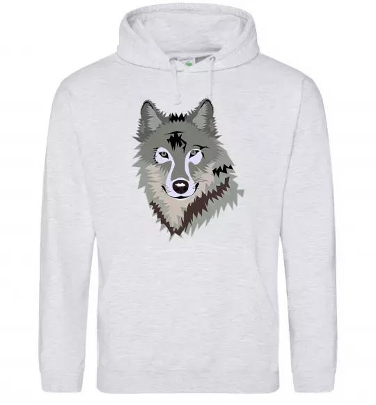 Мужская толстовка (худи) Triangle wolf Серый меланж фото
