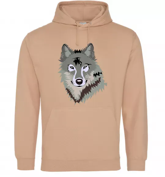 Мужская толстовка (худи) Triangle wolf Песочный фото