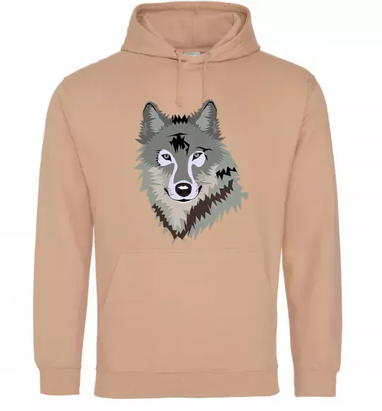 Женская толстовка (худи) Triangle wolf Песочный фото