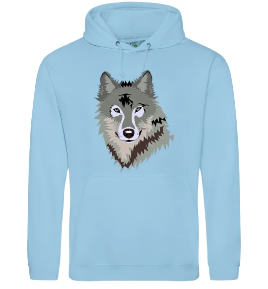 Женская толстовка (худи) Triangle wolf Голубой фото