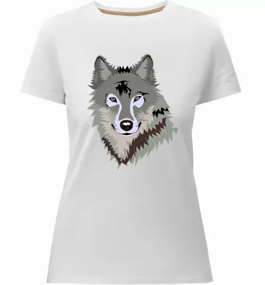 Женская премиум футболка Triangle wolf Белый фото