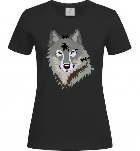 Женская футболка Triangle wolf Черный фото