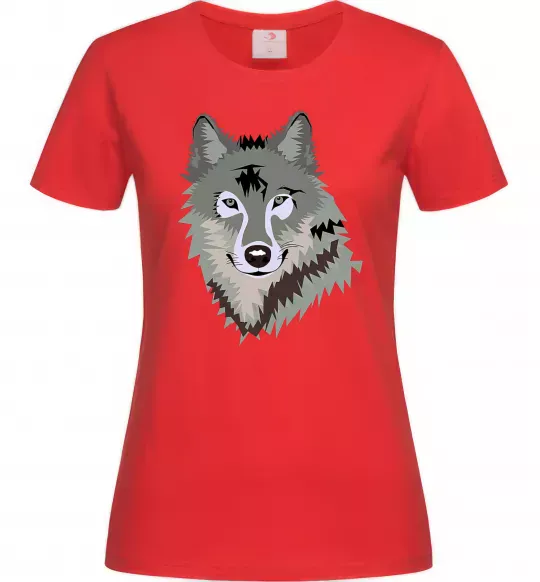 Женская футболка Triangle wolf Красный фото