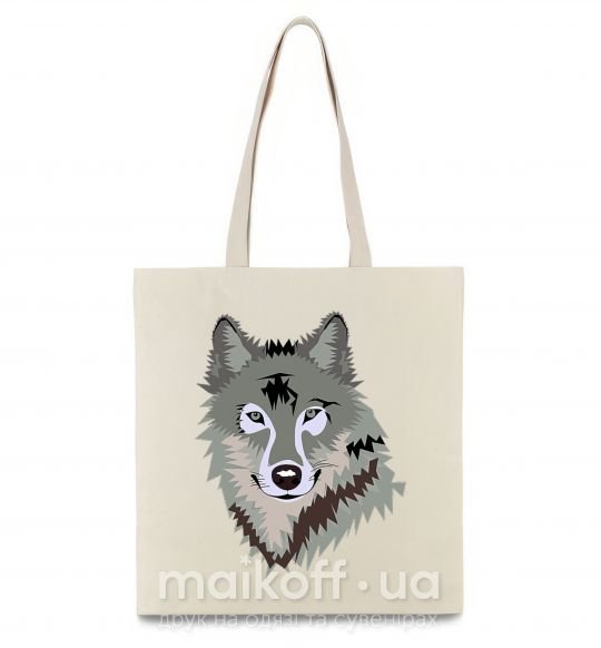 Эко-сумка Triangle wolf Бежевый фото