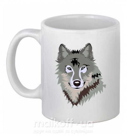 Чашка керамічна Triangle wolf Білий фото