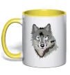 Чашка з кольоровою ручкою Triangle wolf Лимонний Чашка з кольоровою ручкою Triangle wolf Лимонний фото