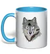 Чашка з кольоровою ручкою Triangle wolf Блакитний фото