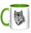 Чашка с цветной ручкой Triangle wolf Зеленый фото