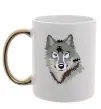 Чашка з кольоровою ручкою Triangle wolf Золото фото