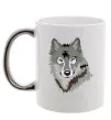 Чашка з кольоровою ручкою Triangle wolf Срібло фото