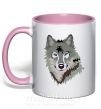 Чашка з кольоровою ручкою Triangle wolf Ніжно рожевий фото