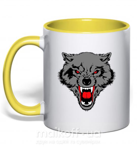 Чашка с цветной ручкой Grey wolf Солнечно желтый фото