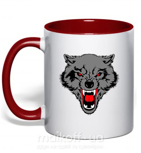 Чашка с цветной ручкой Grey wolf Красный фото