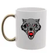 Чашка з кольоровою ручкою Grey wolf Золото фото